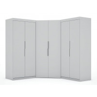 Manhattan Comfort 119GMC1 Mulberry 3.0 Sectional Modern Wardrobe Corner Closet with 4 Drawers - Set of 3 in White